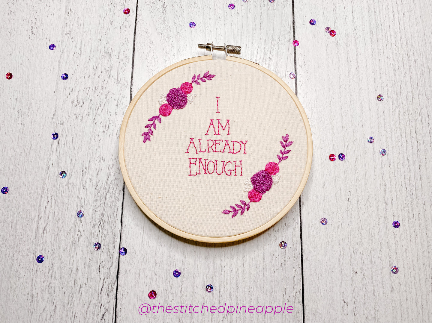 I Am Already Enough Self Care Embroidery Pattern (PDF Download Only)