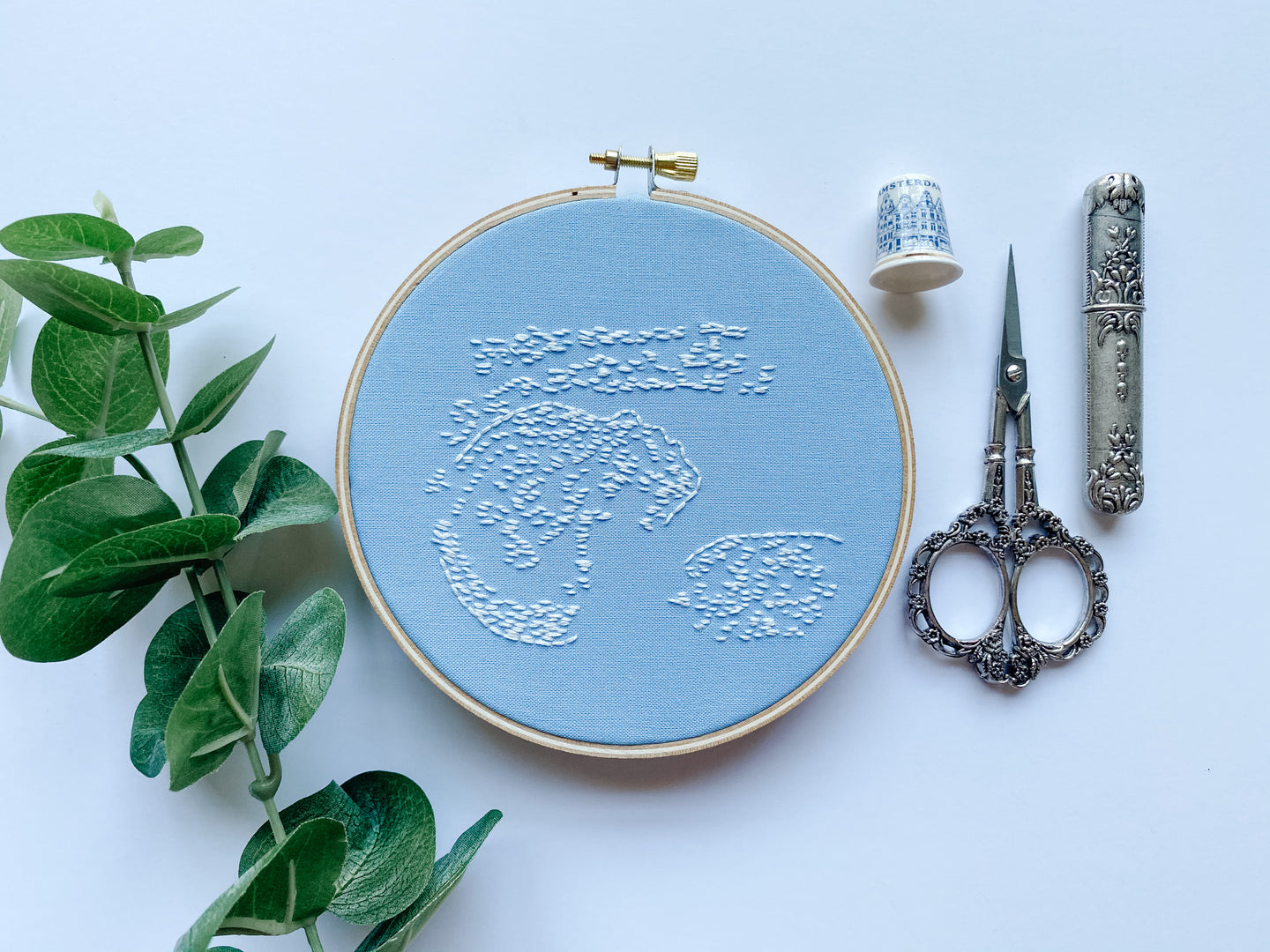 Light Blue Sonogram Embroidery