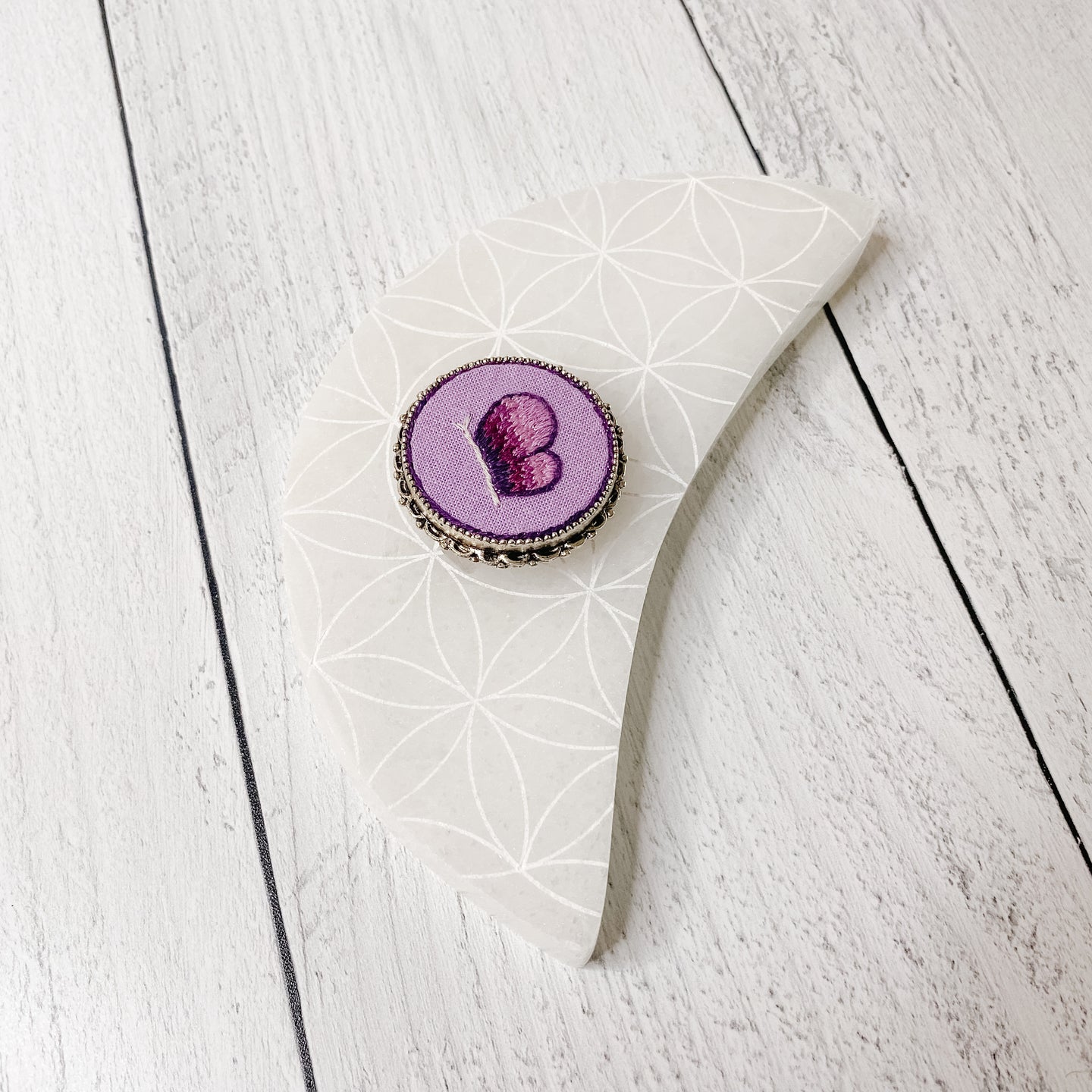 Hand Embroidered Necklace - Butterfly 1