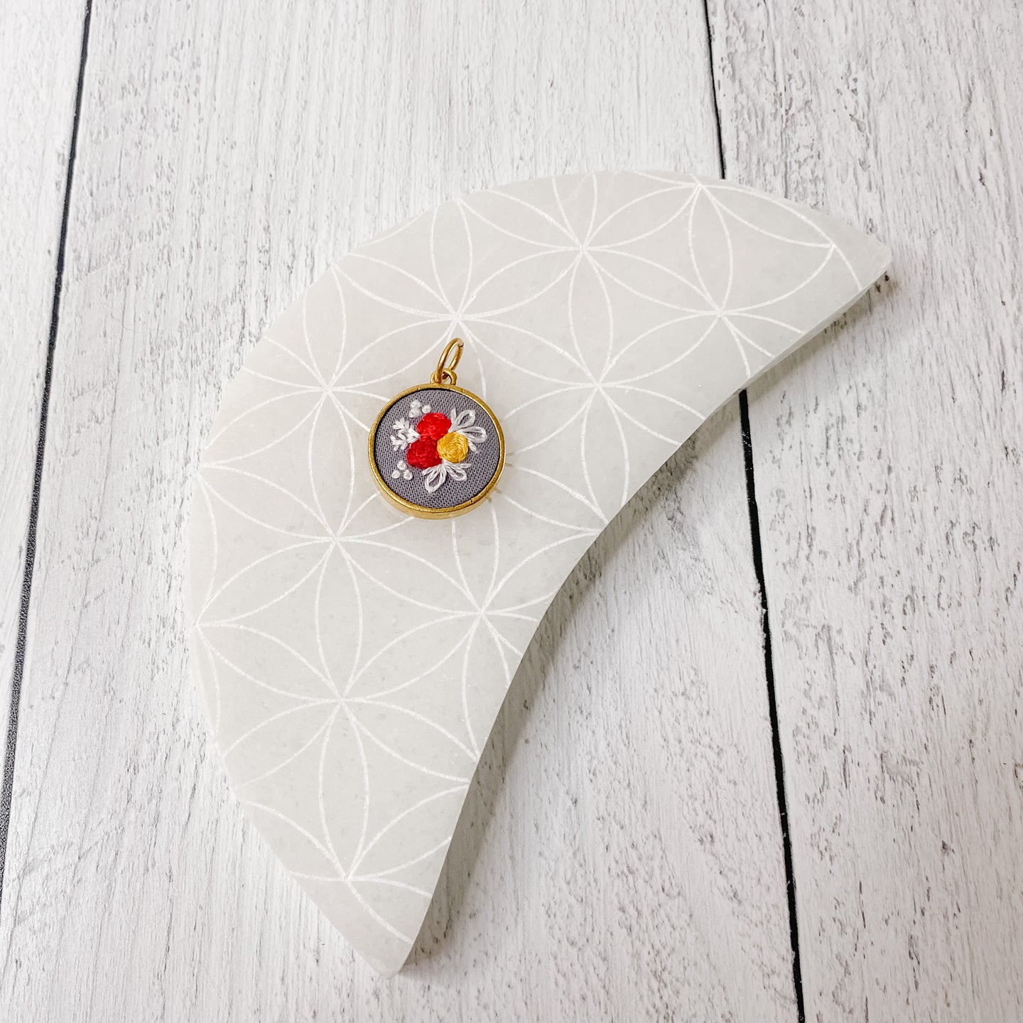 Hand Embroidered Necklace - Mini Floral Bouquet 2